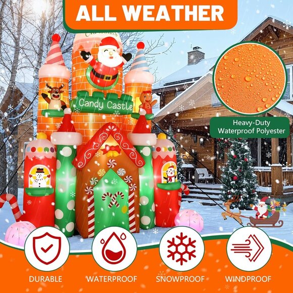 ⚡11FT Christmas Inflatable Giant Candy Castle LED Lights Outdoor Decoration - Picture 5 of 7